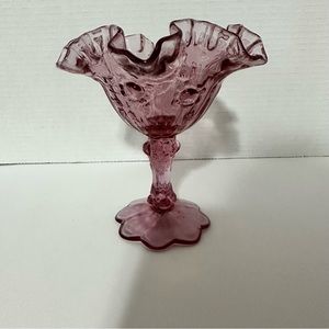 Gorgeous vintage pink Fenton glass dish